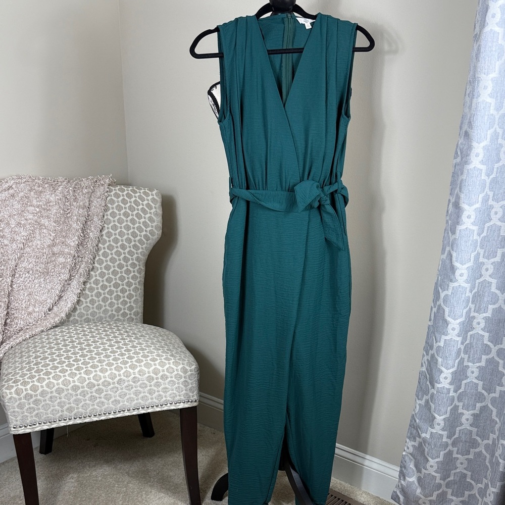 Teal Sleeveless Jumpsuit with Belt